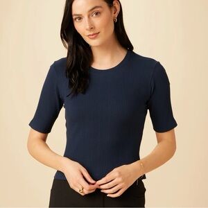 Amour Vert Jane Paris Rib Top - Ocean